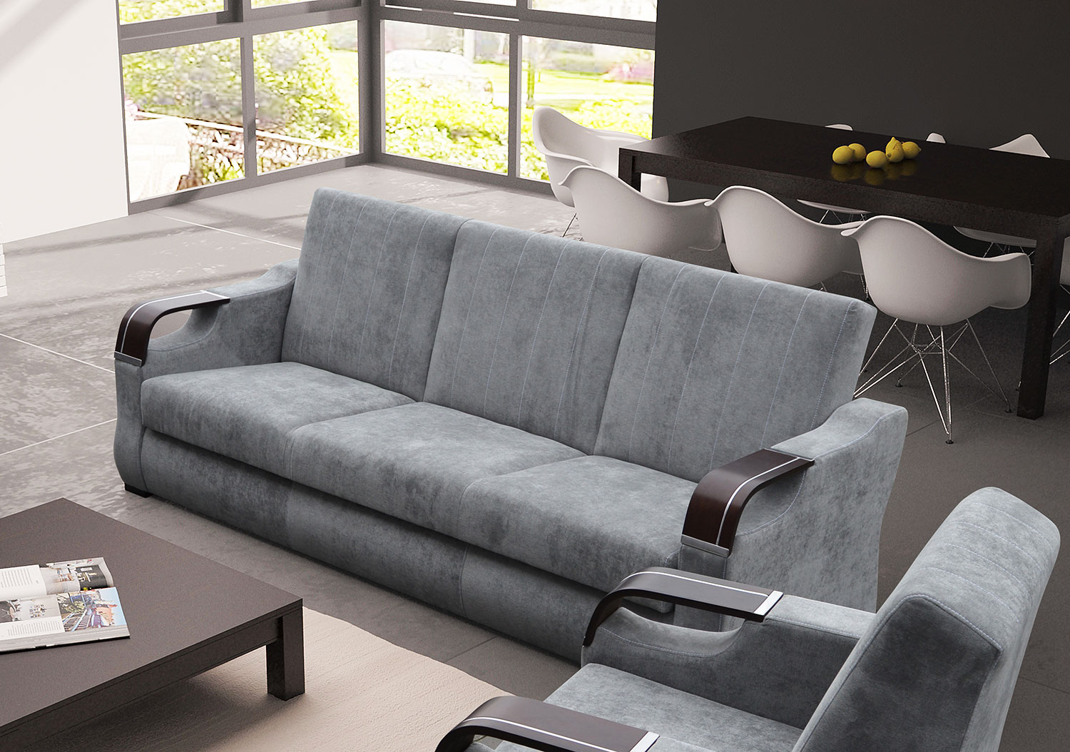Sofa Couch 20 Sitzer Schlaffunktion Farbe grau Wohnzimmer 20