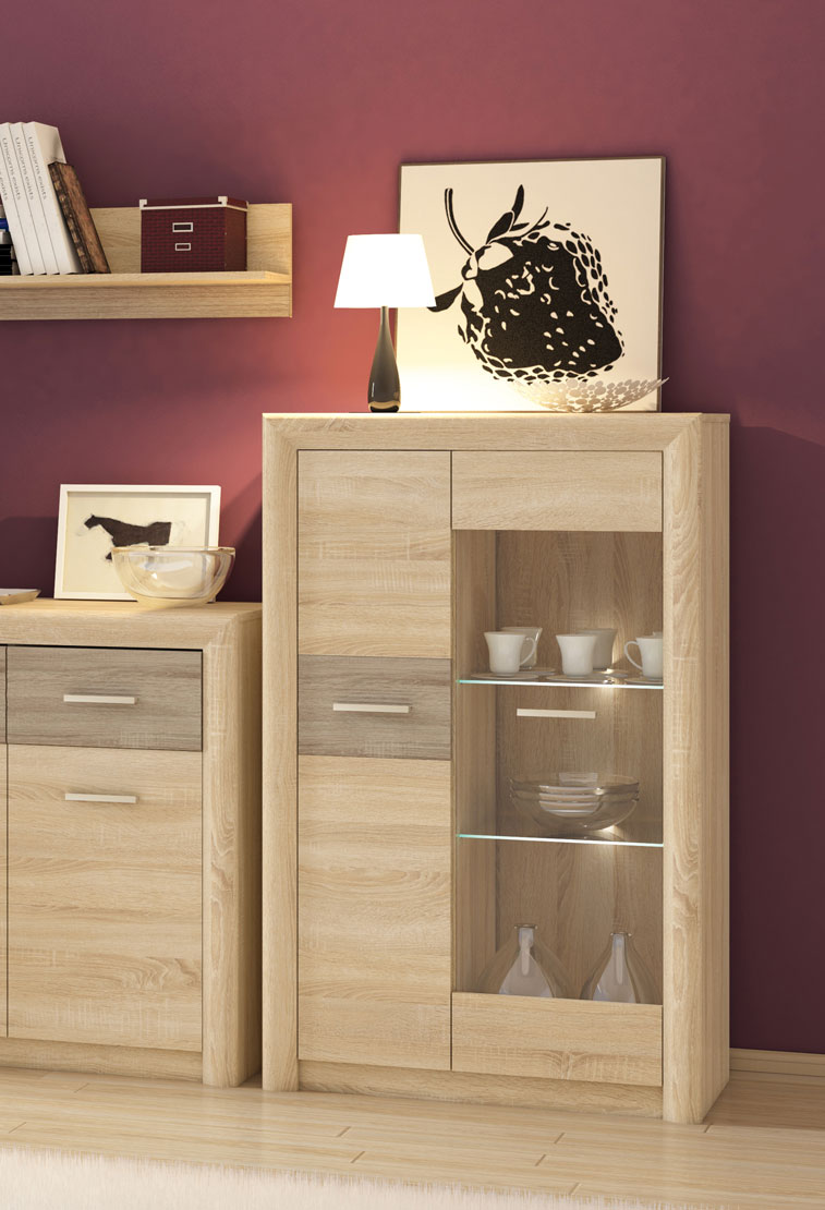 Highboard &amp;quot;Castel&amp;quot; Kommode 85cm Sonoma Eiche hell Trüffel MDF ...