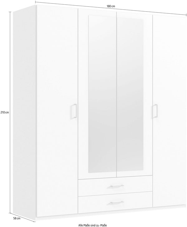 Drehtürenschrank Kleiderschrank Gronau 180x58x210cm weiß graphit Spiegel |  Kleiderschränke | Schlafzimmer | Feldmann-Wohnen GmbH - Online Shop