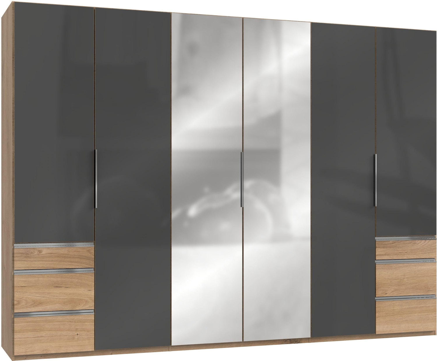 Kleiderschrank Schlafzimmerschrank Level 300x58x216cm plankeneiche grauglas  Spiegel (18244) | Kleiderschränke | Schlafzimmer | Feldmann-Wohnen GmbH -  Online Shop
