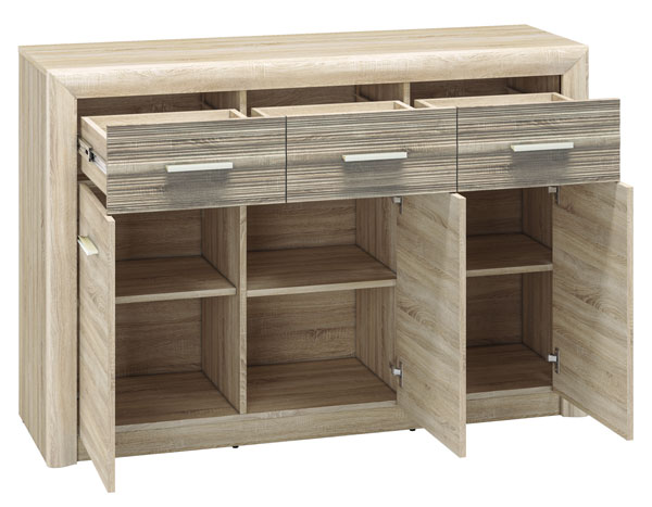 Kommode &amp;quot;Castel&amp;quot; Sideboard 138cm Sonoma Eiche hell Trüffel MDF ...