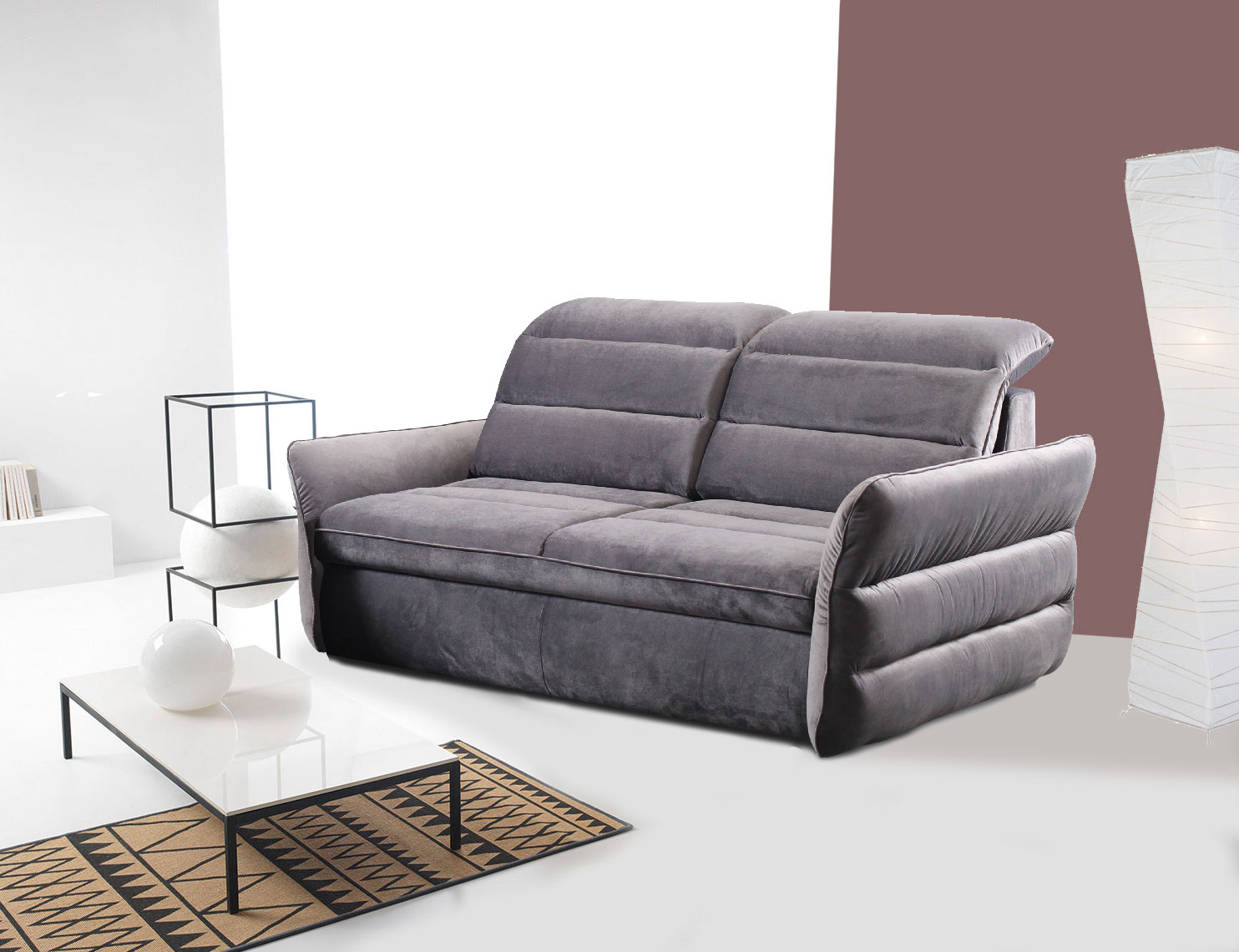 2-sitzer sofa couch schlaffunktion eisengrau ausführung wählbar