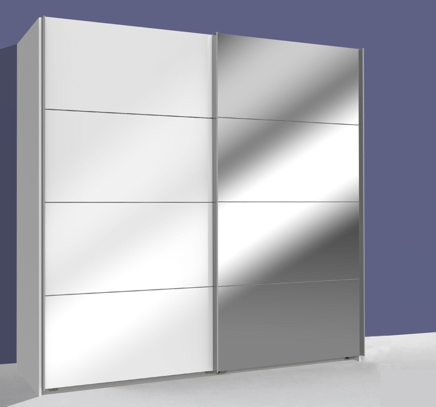 Schwebetürenschrank Kleiderschrank Easy Plus weiß weißglas Spiegel  180x65x210cm | Kleiderschränke | Schlafzimmer | Feldmann-Wohnen GmbH -  Online Shop