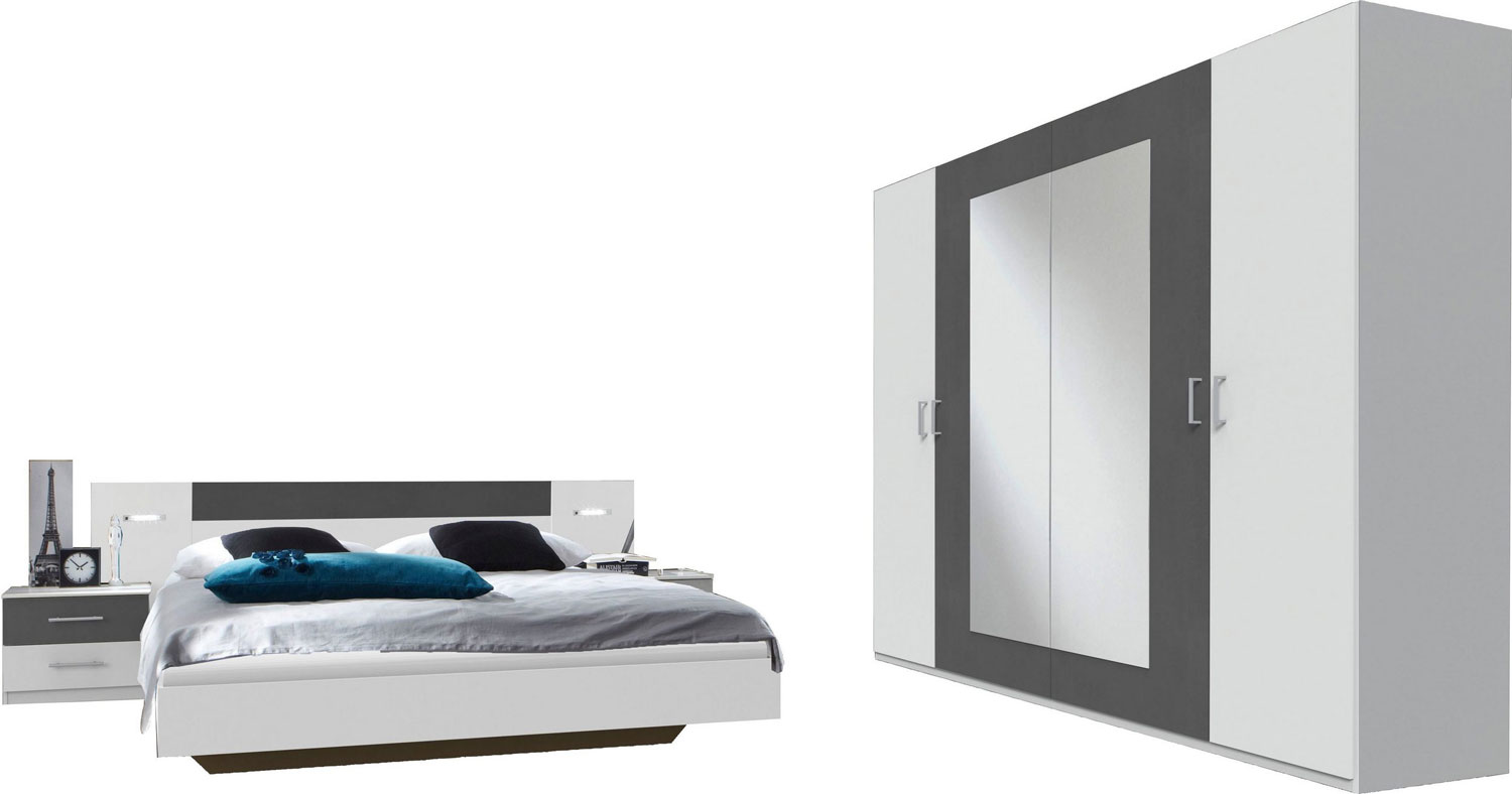 Schlafzimmer-Set Angie komplett 4-teilig weiß beton lichtgrau |  Schlafzimmer-Sets | Schlafzimmer | Feldmann-Wohnen GmbH - Online Shop