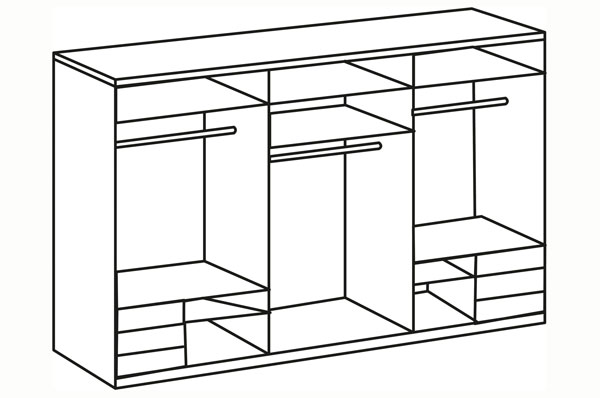 Schwebetürenschrank Level Kleiderschrank 300cm weiß grauglas mit Schubladen  (16760) | Kleiderschränke | Schlafzimmer | Feldmann-Wohnen GmbH - Online  Shop