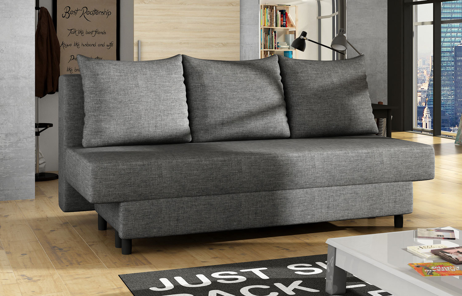 Sofa 3-Sitzer Couch AMAZA Bettkasten Schlaffunktion Strukturstoff Farbe  wählbar | 3-Sitzer Sofas | Polstermöbel | Wohnzimmer | Feldmann-Wohnen GmbH  - Online Shop | Sofas & Couches