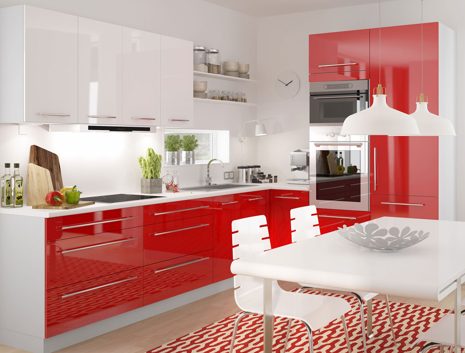 Küchen Unterschrank 40 cm Rose Hochglanz Rot Grau Küchenzeile Küchenblock Küche 