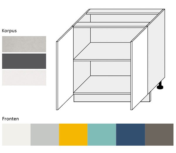 Küchenschrank Unterschrank 80cm Acryl Hochglanz Farbe wählbar ES-D11/80 