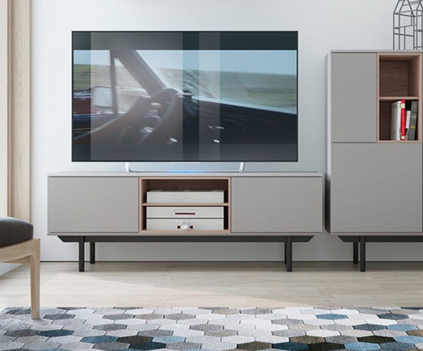 Lowboard "Inox" TV-Unterschrank 150cm grau jackson hickory grifflos