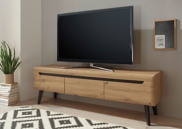 Lowboard TV-Schrank Fernsehtisch Torge 160cm artisan eiche schwarz grifflos MDF Modern