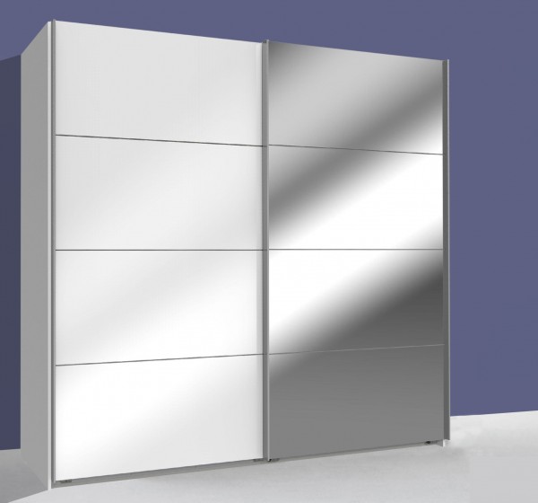Schwebetürenschrank Easy Plus 225x65x210cm Kleiderschrank weiß / weißglas  Spiegel (14431) | Kleiderschränke | Schlafzimmer | Feldmann-Wohnen GmbH -  Online Shop