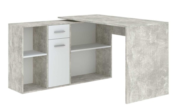 | Shop | Schreibtisch Diego weiß 120x122x75cm - beton Schreibtische und Eckschreibtisch Online Büromöbel Feldmann-Wohnen GmbH | PC-